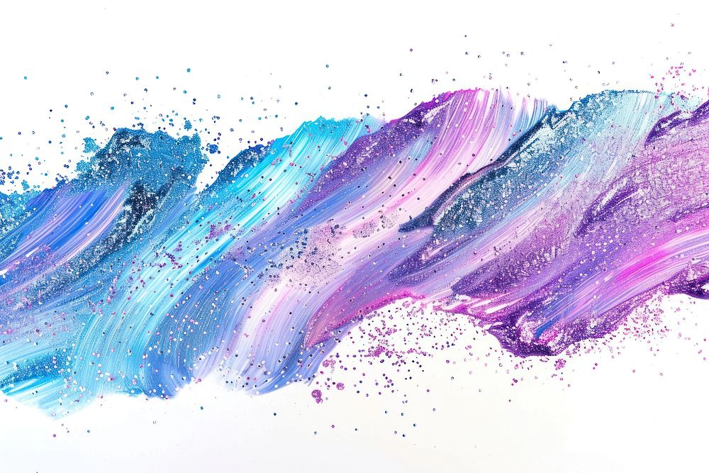 Silver glitter brush strokes painting purple animal.
