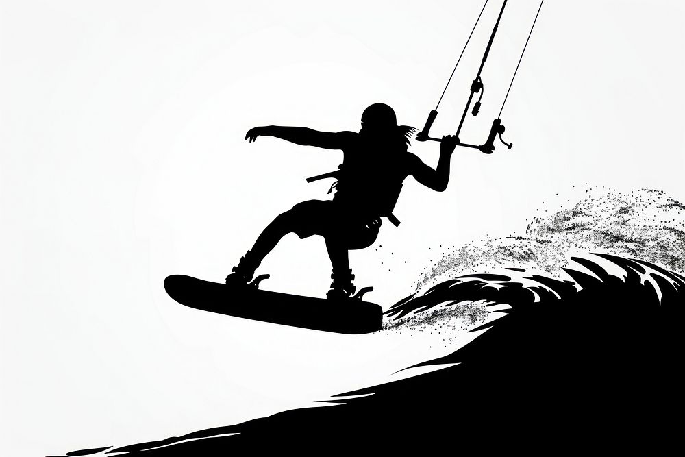 Wakeboarder silhouette clip art recreation adventure outdoors.