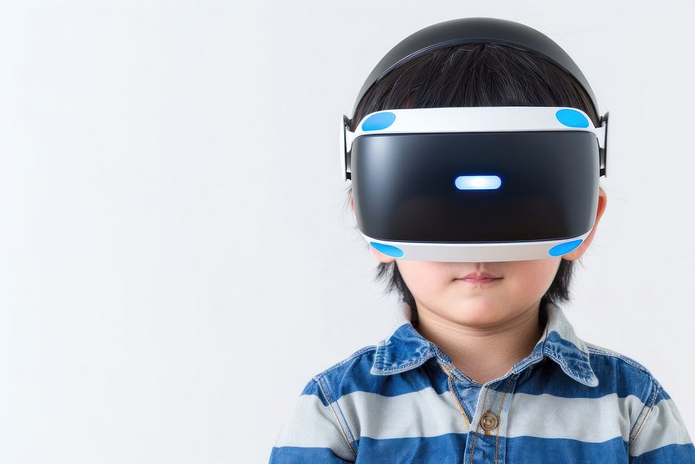 Boy wearing VR glasses portrait photography accessories.