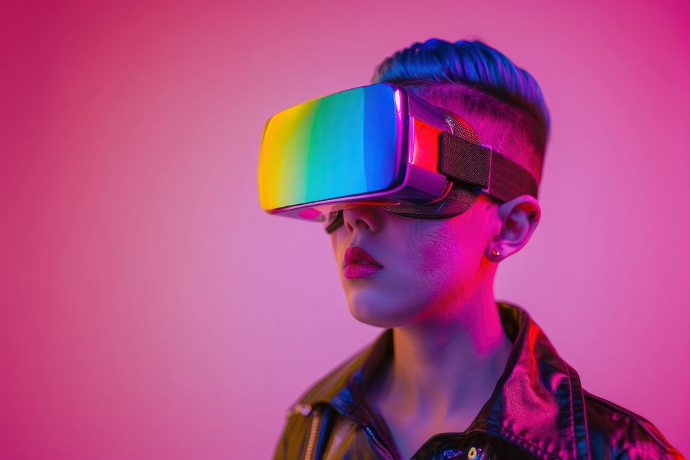LGBTQ wearing VR glasses portrait photography accessories.