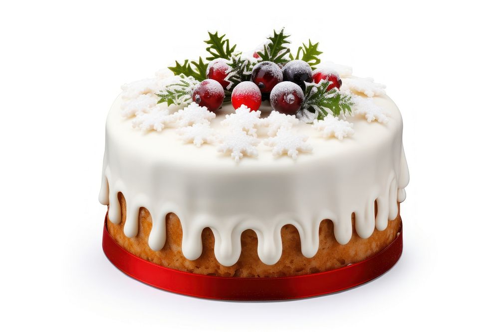 Traditional christmas cake dessert icing cream.