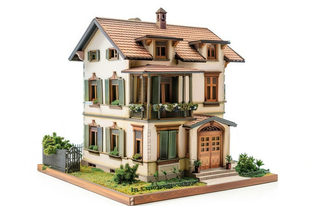 Miniature three storey house architecture building plant.