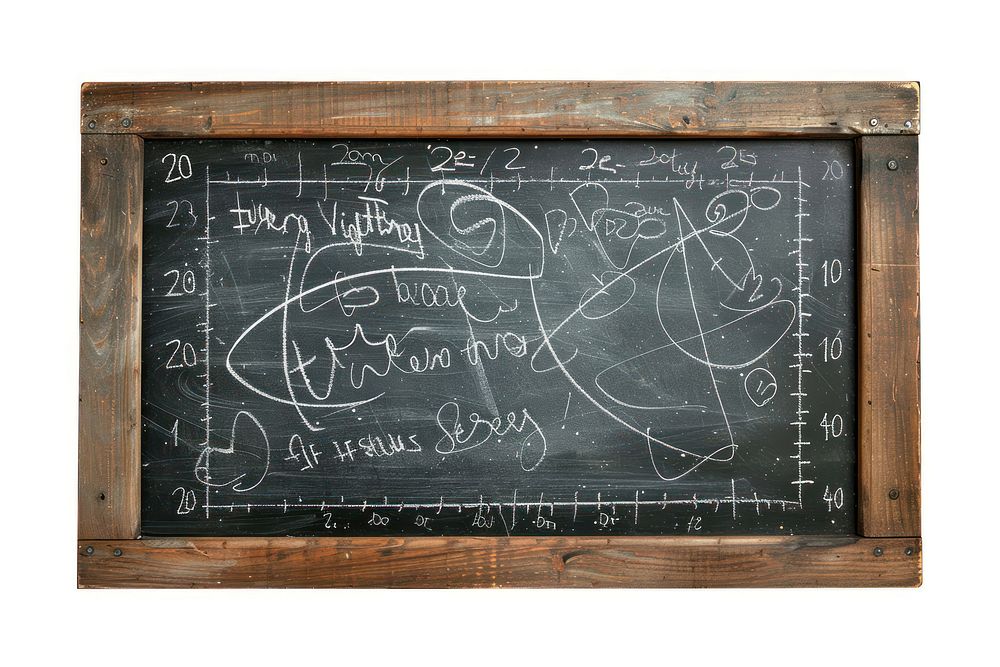 Blackboard with chalk scribbles text white background handwriting.