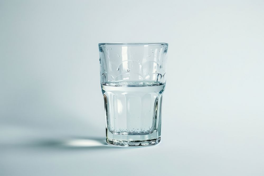 Glass of water drink vase white background.