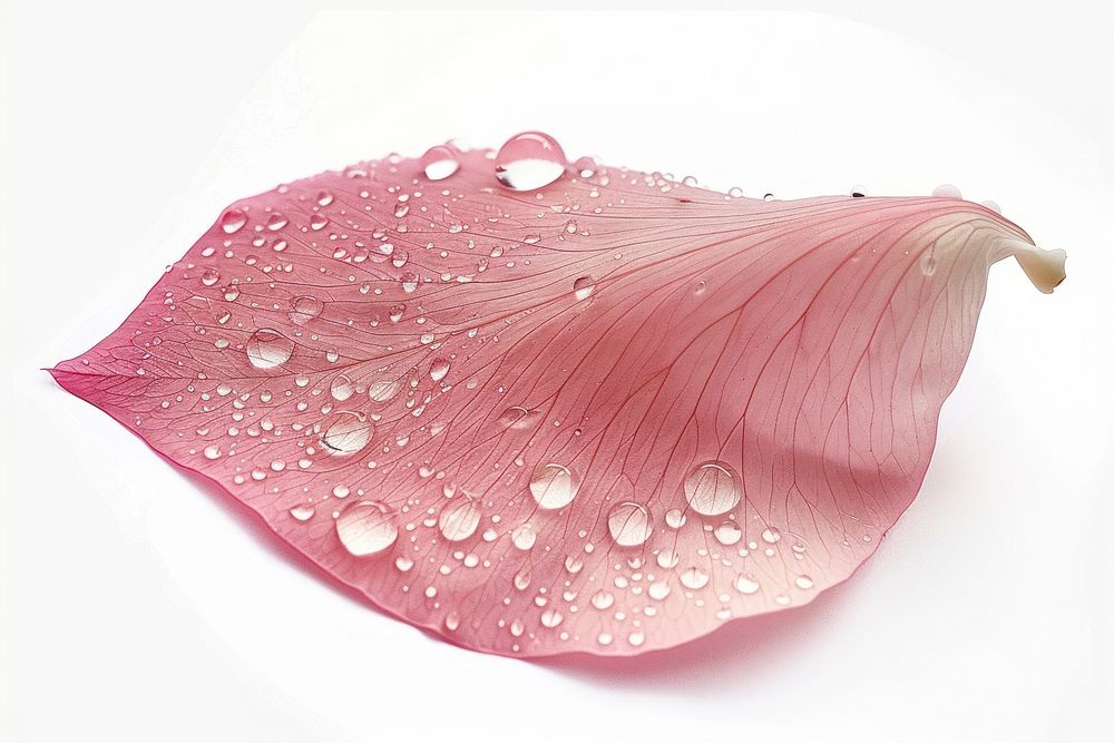Raindrops on a petal plant leaf freshness.