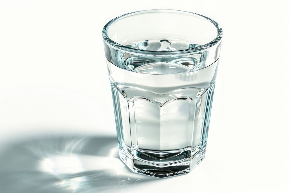 Warm glass of water drink white background refreshment.