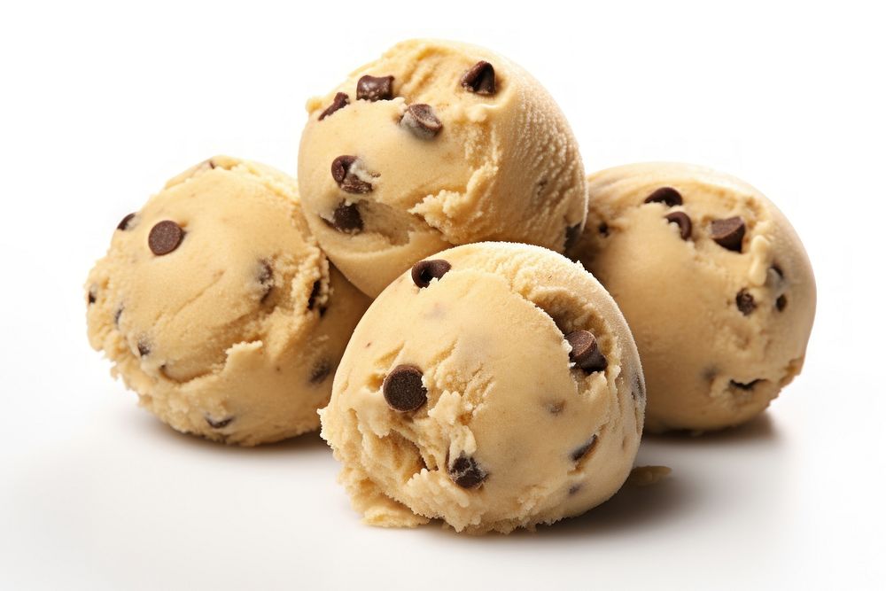 Chocolate chip cookies dough dessert food white background.