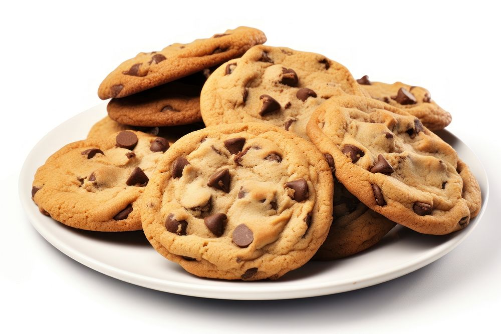 Chocolate chip cookies biscuit plate food.