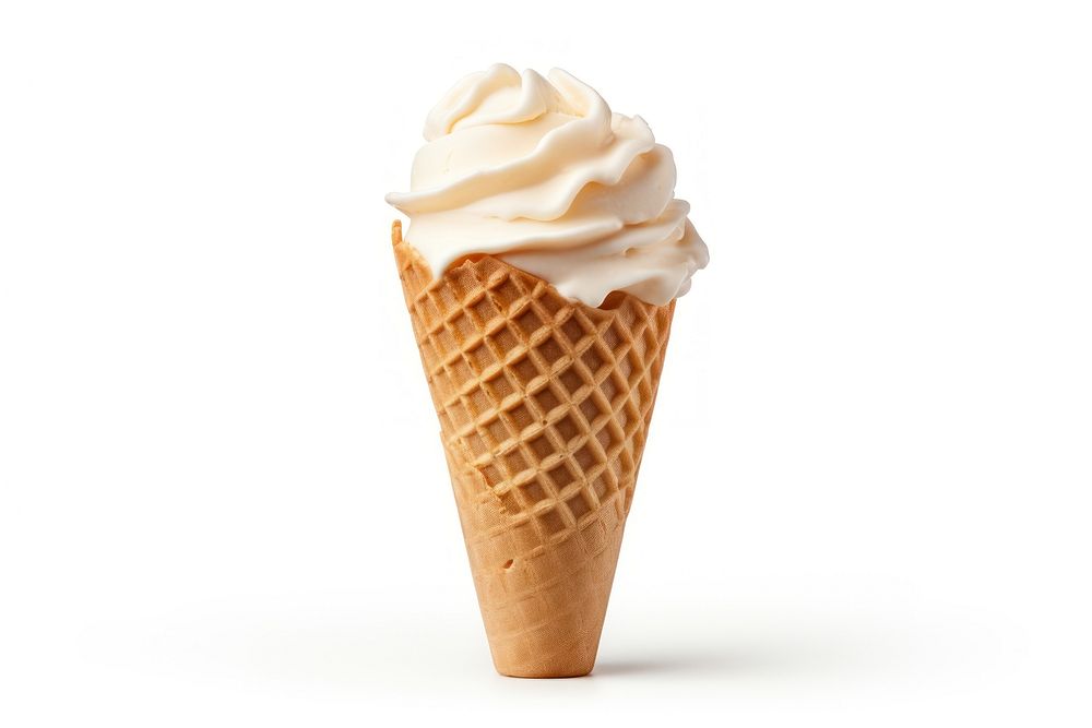 Ice cream cone dessert food white background.