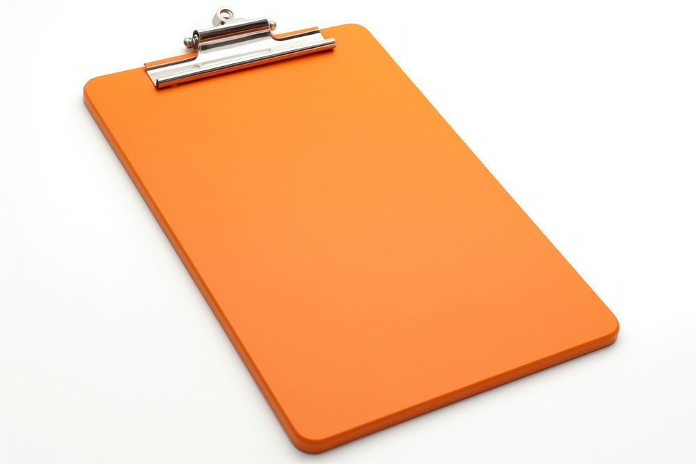 Orange clipboard white background electronics rectangle.
