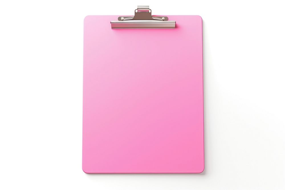 Pink clipboard white background electronics letterbox.