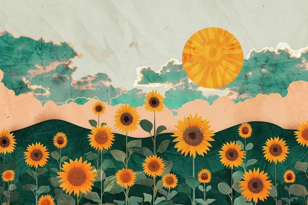 Sunflower backgrounds painting pattern.