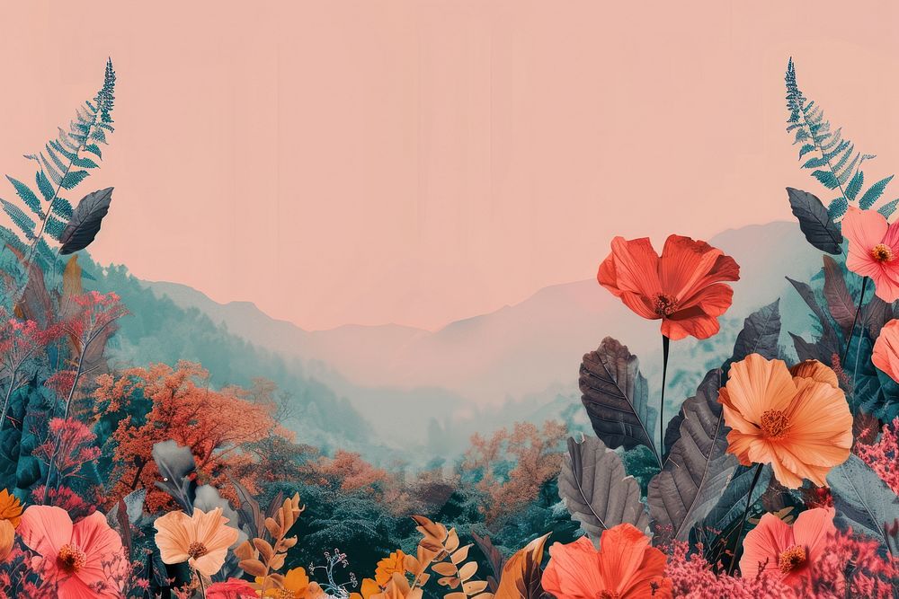 Flower landscape outdoors painting.