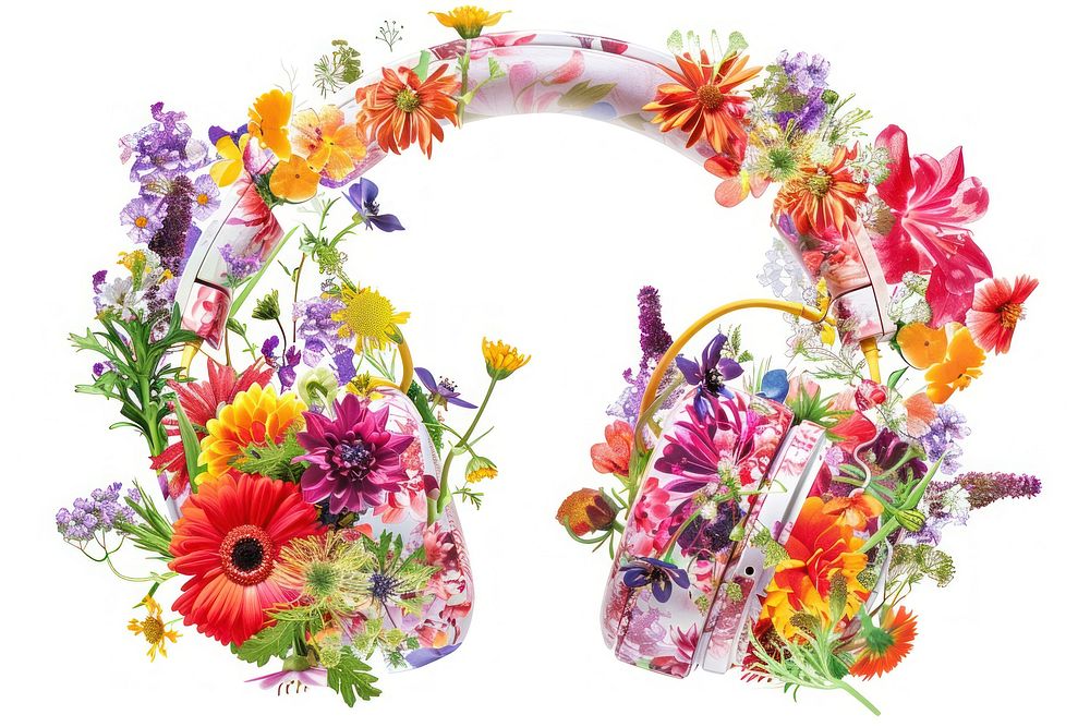 Flower Collage Headphones flower headphones pattern.