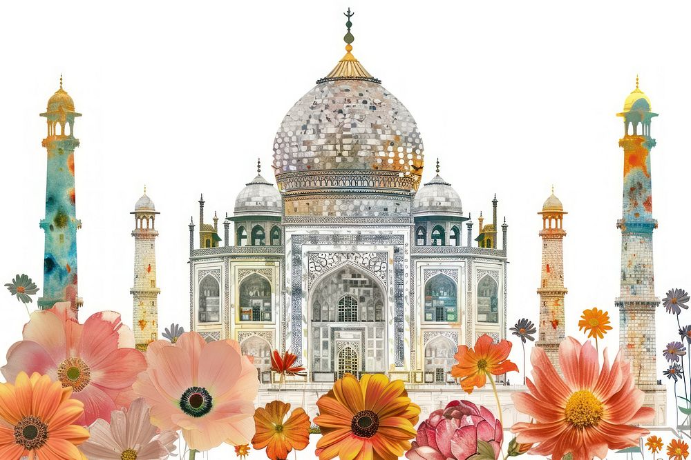 Flower Collage Taj Mahal flower architecture building.