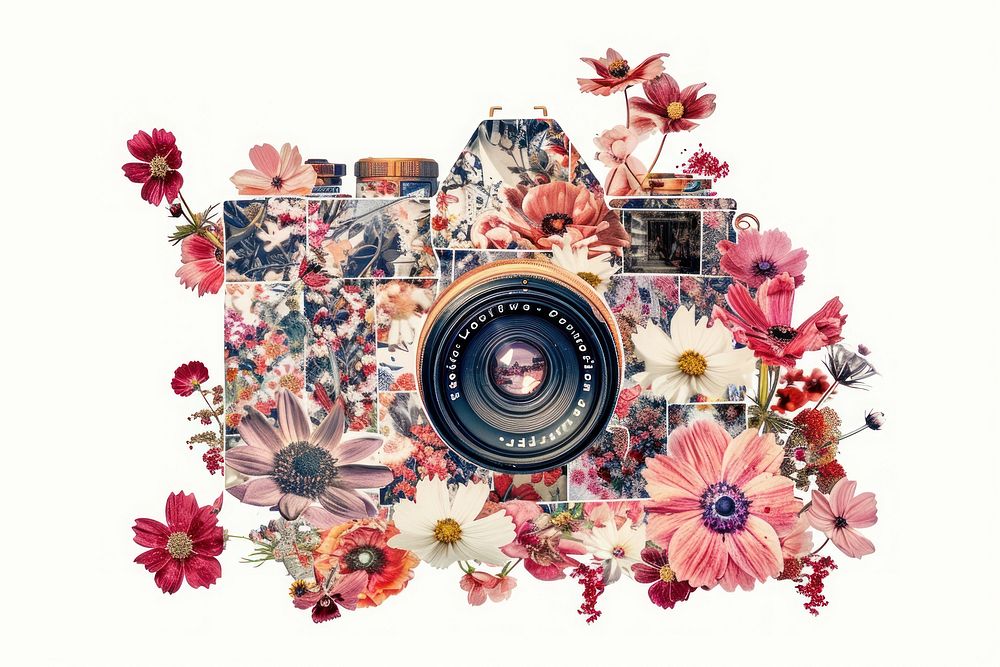 Flower Collage Camera pattern camera flower.