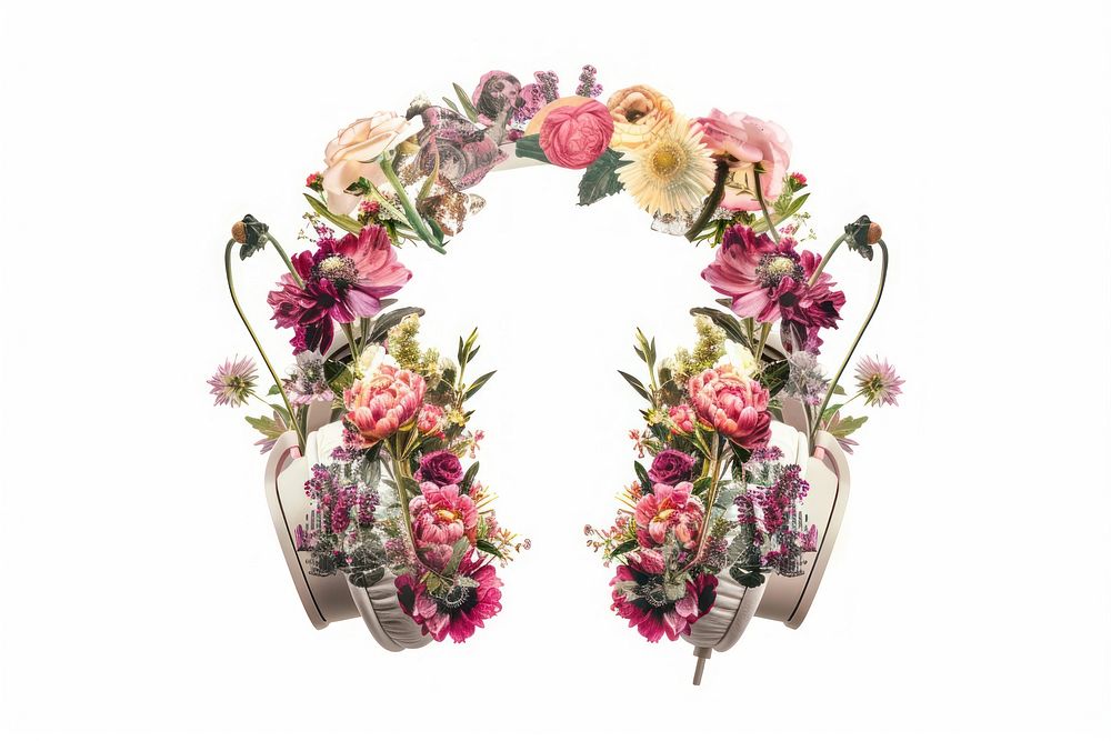 Flower Collage Headphones flower pattern plant.