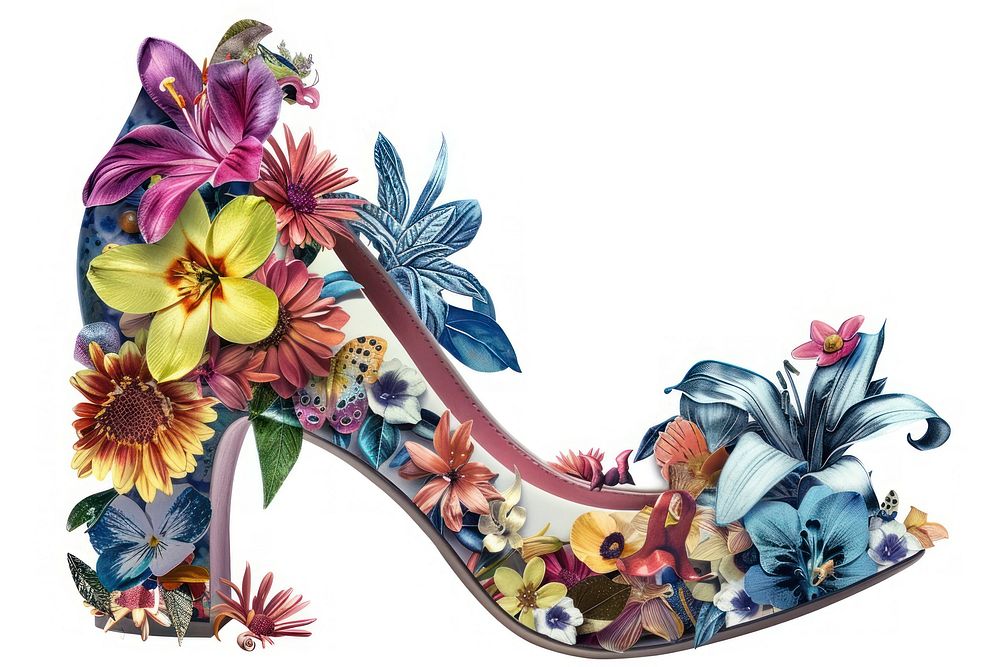 Flower Collage Shoes shoe footwear pattern.