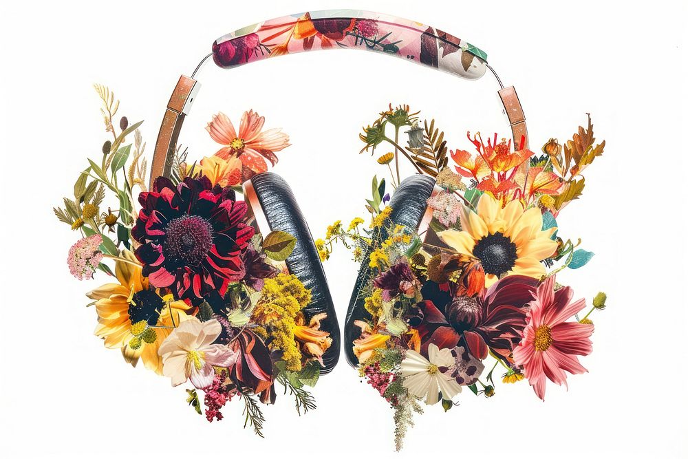 Flower Collage Headphones headphones flower headset.