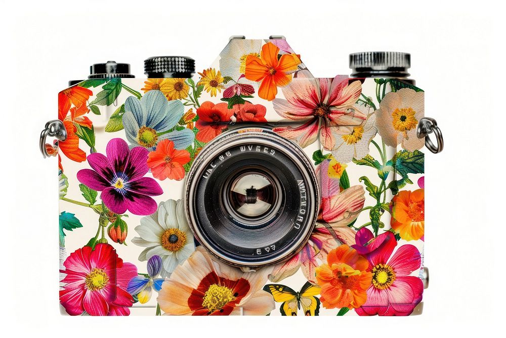 Flower Collage Camera camera flower pattern.