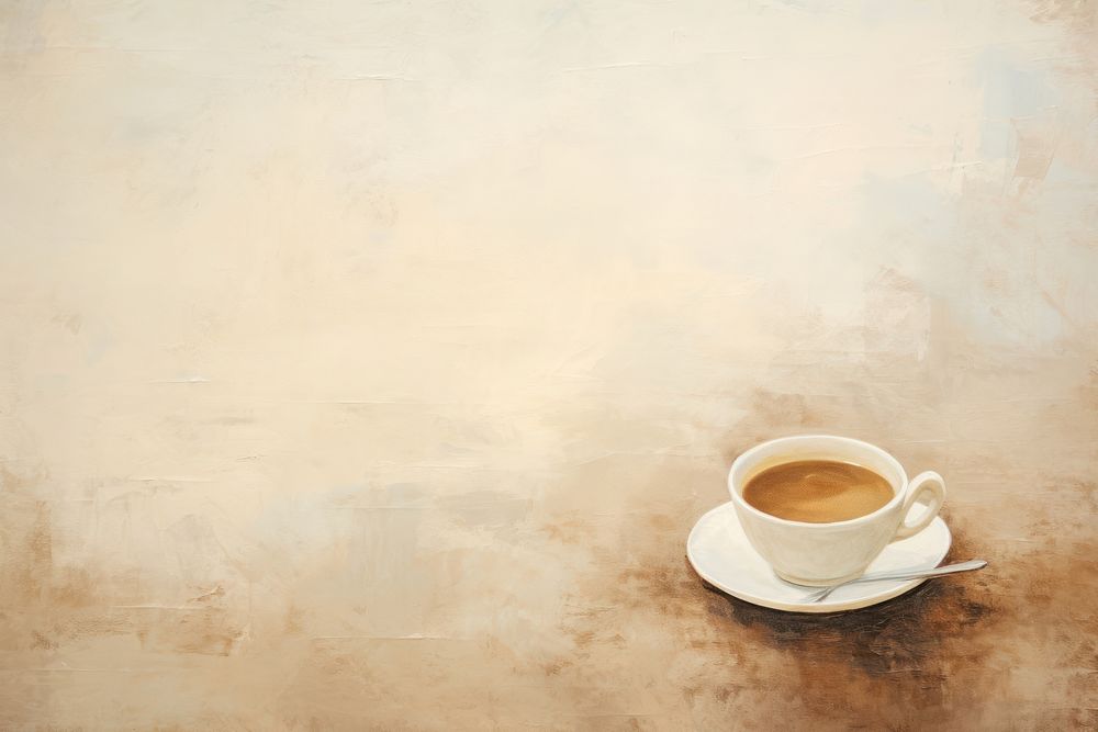 Close up on pale coffee backgrounds painting saucer.