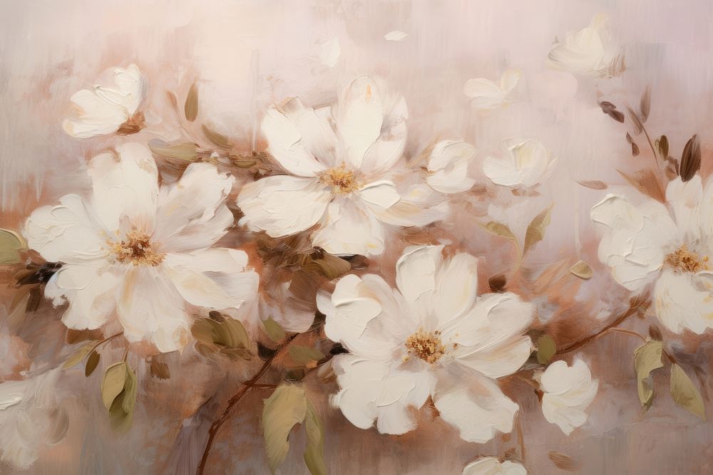 Close up on pale flowers painting backgrounds blossom.