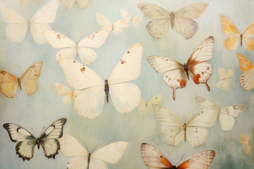 Close up on pale butterflies painting backgrounds butterfly.