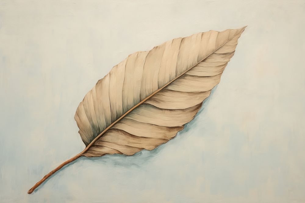 Close up on pale leaf painting plant art.