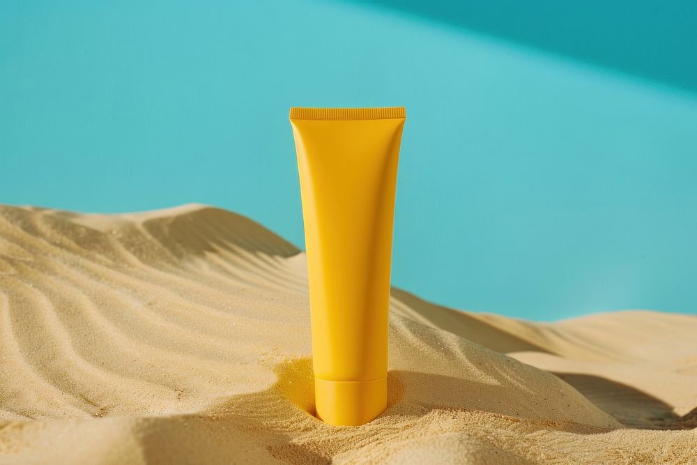 Blank sunscreen nature sand cosmetics.