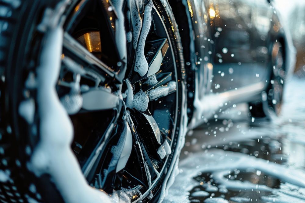 Washing car wheel transportation automobile motorcycle.