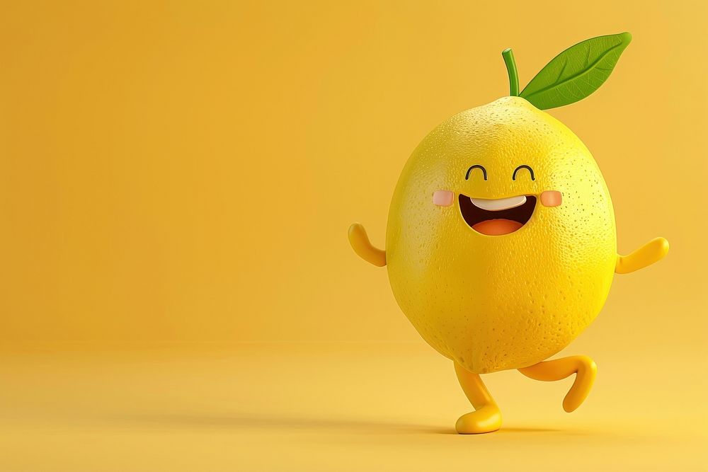 3d Lemon character cartoon fruit lemon.