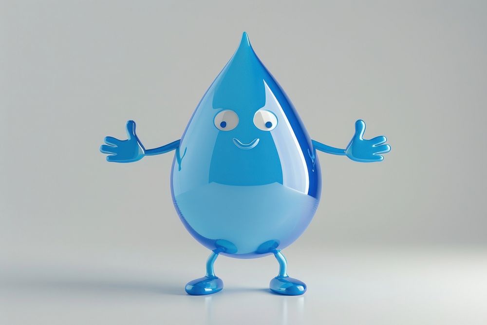 3d water drop character cartoon turquoise outdoors.