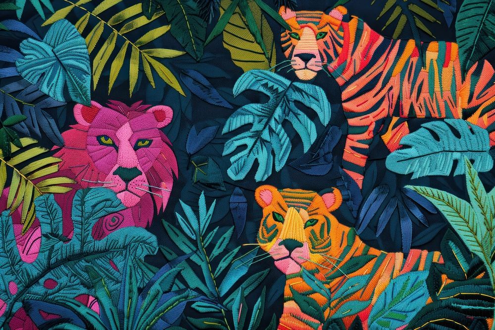 Jungle cartoon painting textile.