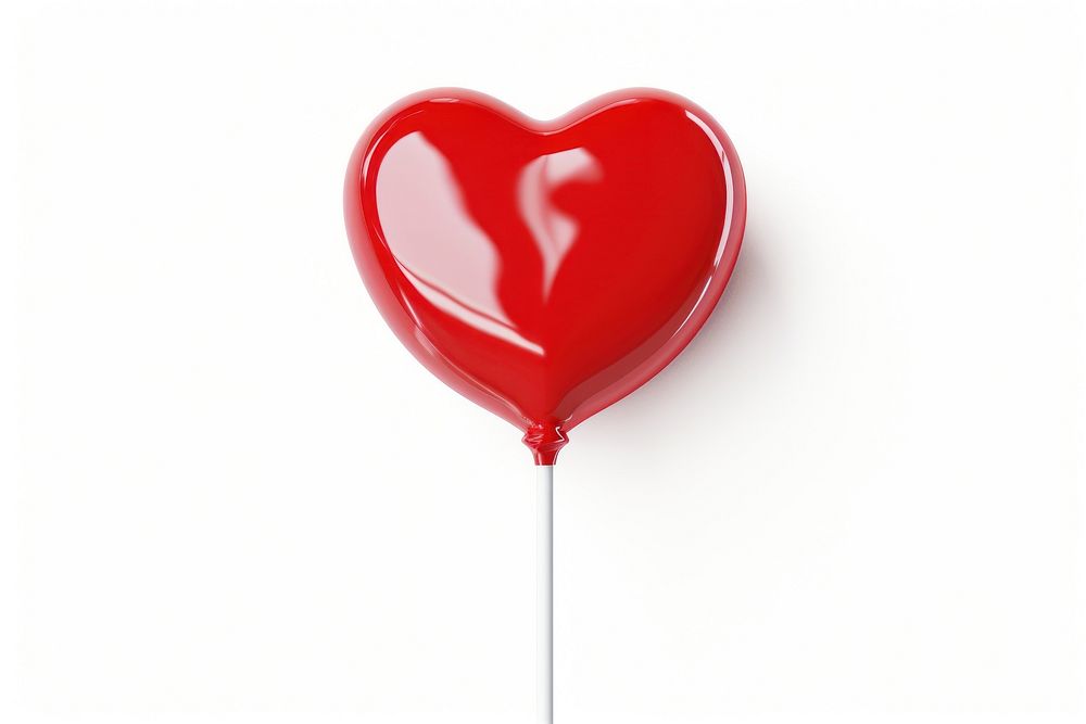 Heart-shaped lollipop balloon heart white background.