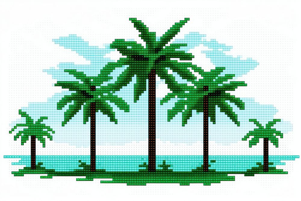 Cross stitch Tropical tree outdoors tropical nature.