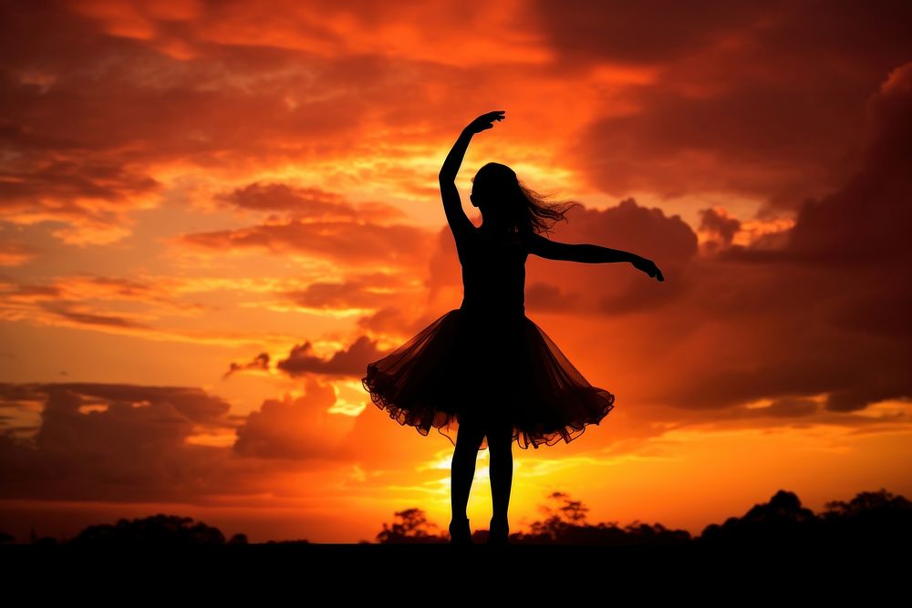 Ballet silhouette photography backlighting sky entertainment.