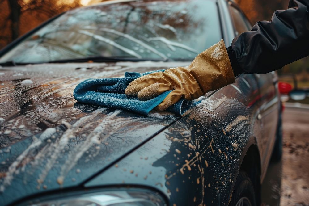 Man cleaning car transportation automobile vandalism.