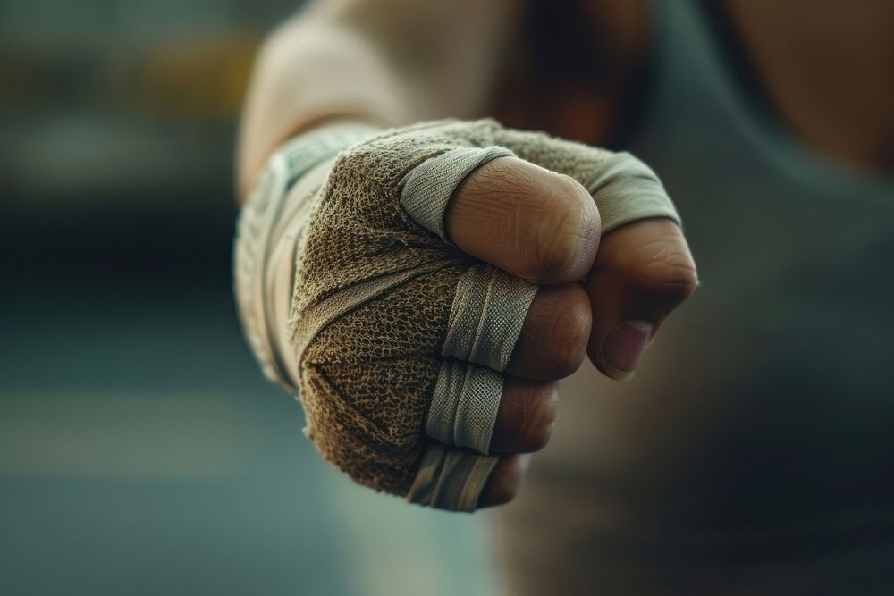 Boxing hand wraps finger exercising strength.