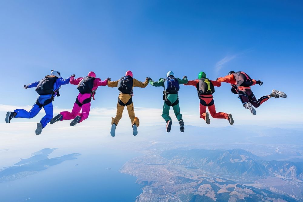 Exciting skydiving recreation adventure clothing.