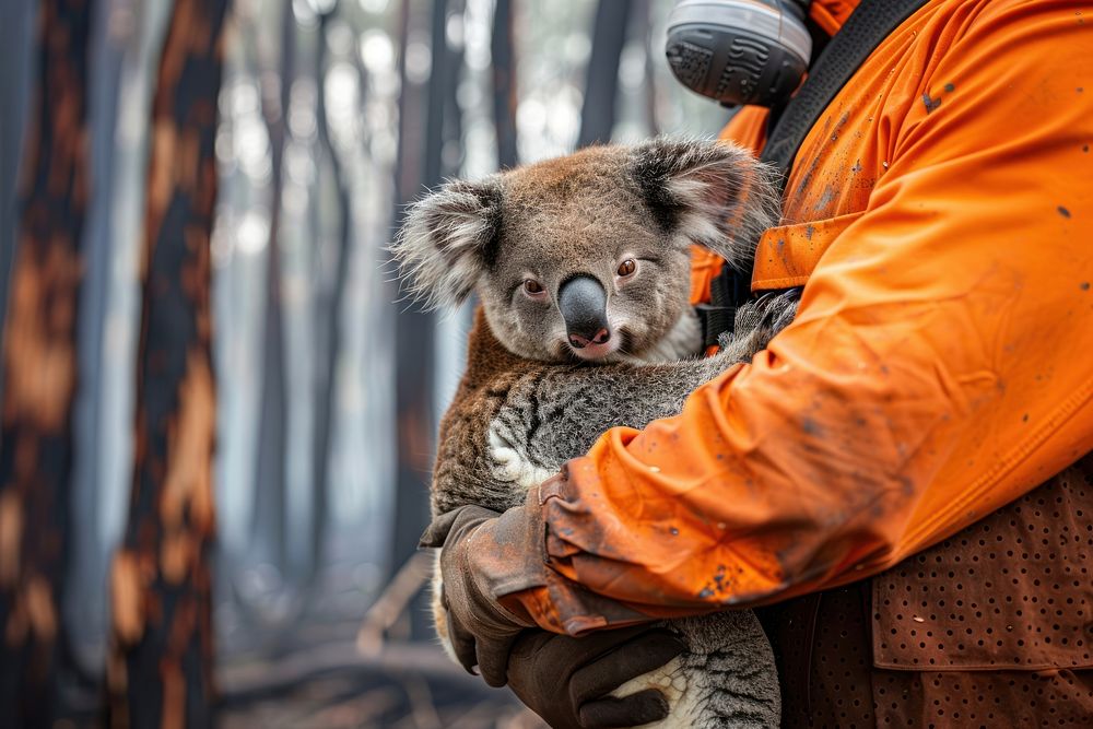 Burning forest koala wildlife mammal.