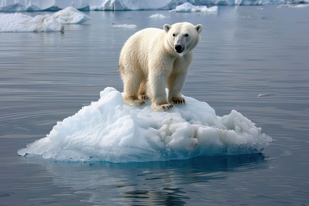 Global warming bear ice wildlife.