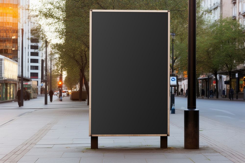 blank black billboard sign in town
