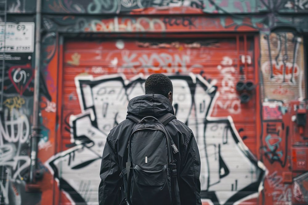 Mens wear streetwear backpack graffiti adult.