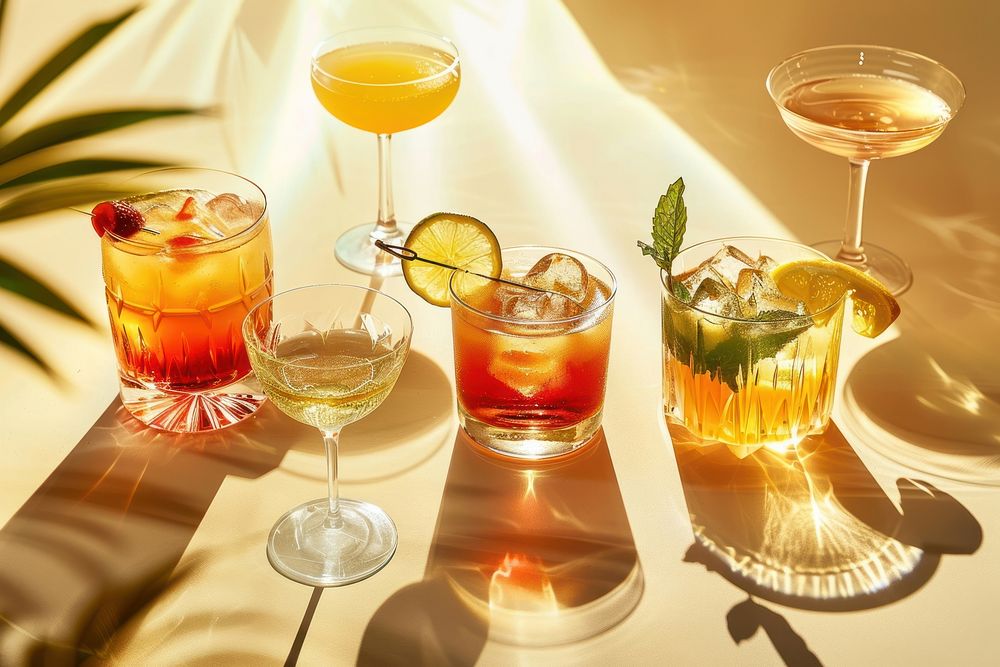 Popular cocktails drink glass plant.