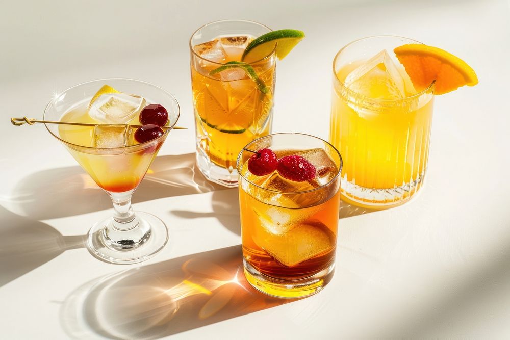Popular cocktails drink fruit juice.
