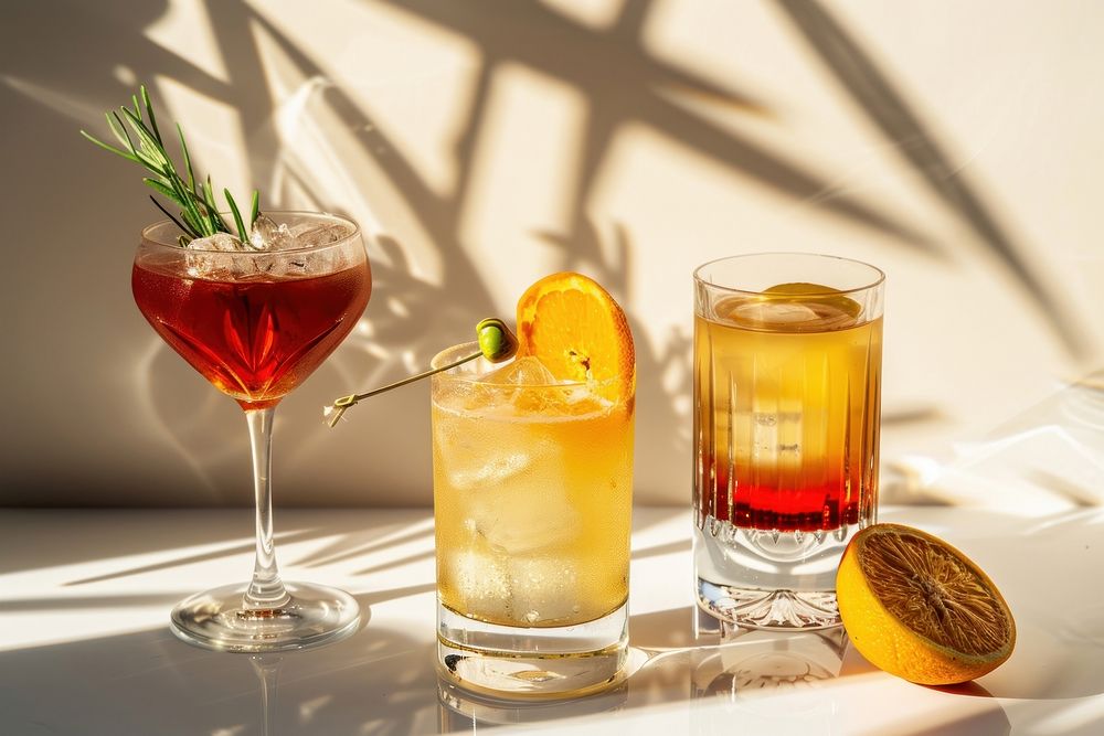 Popular cocktails drink juice glass.