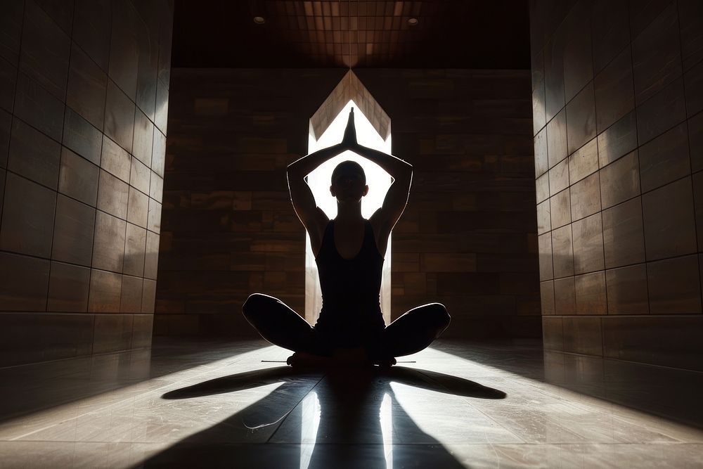 Yoga silhouette spirituality cross-legged.