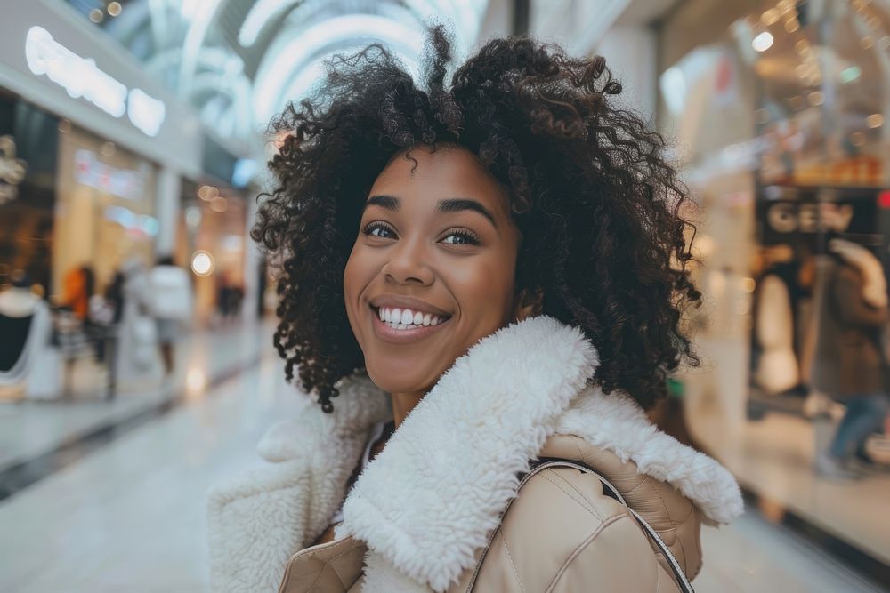 Black women shopping adult smile happy.
