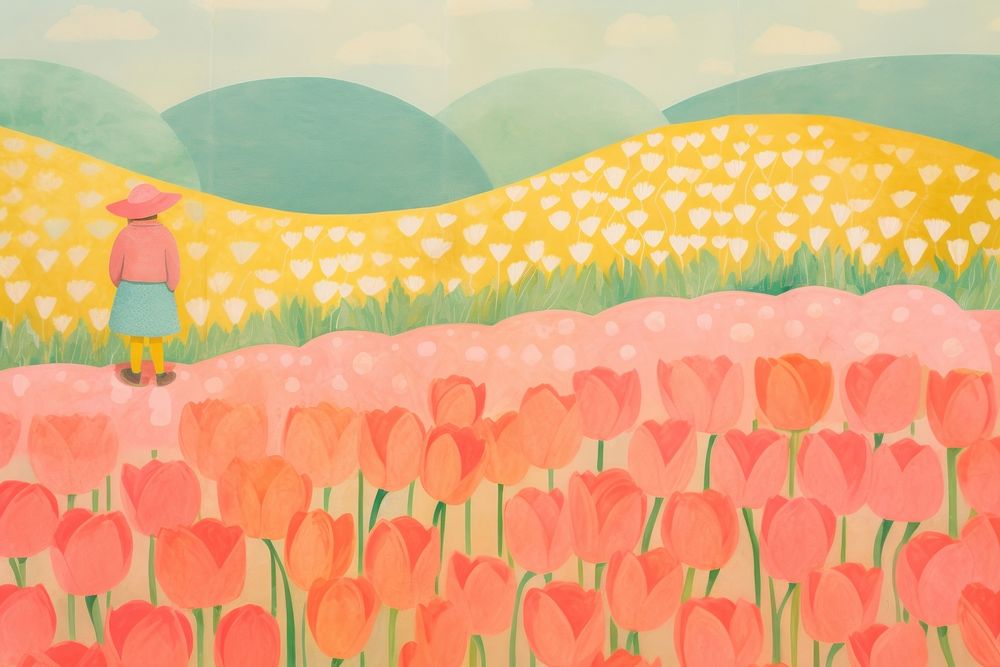 Tulip garden art backgrounds landscape.