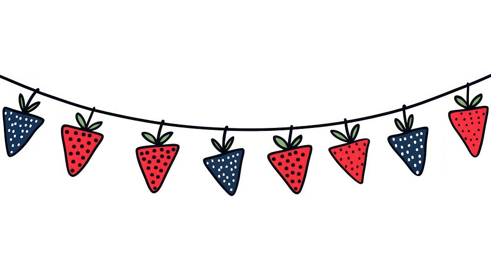 Berry flag triangle string strawberry produce animal.